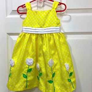 Yellow polka dot toddler dress
